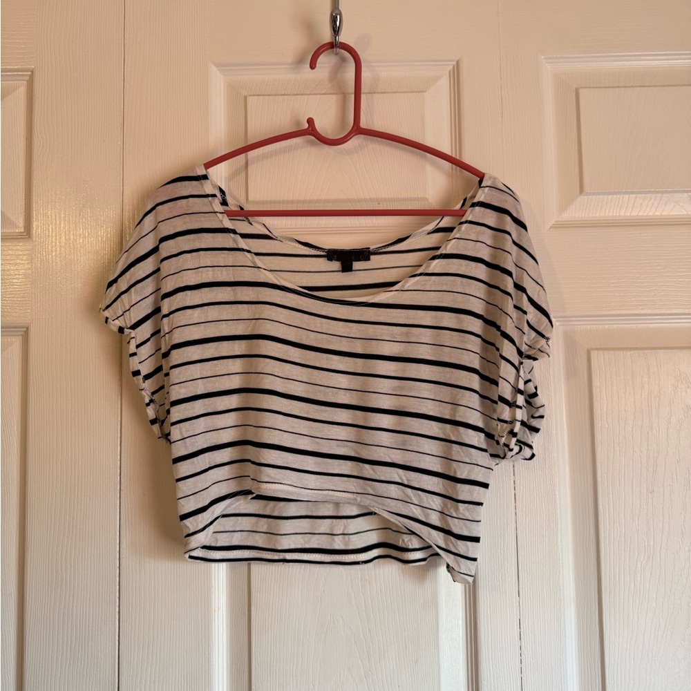 Striped Black and White Women's Crop Top